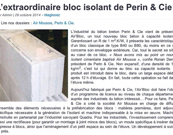 L’extraordinaire bloc isolant de Perin & Cie