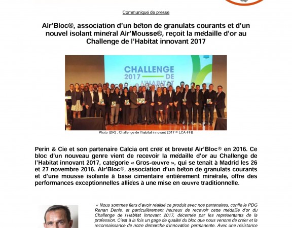 Communiqué de presse Perin Cie AirBloc Medaille dOr LCA FFB Nov 2016 576x450