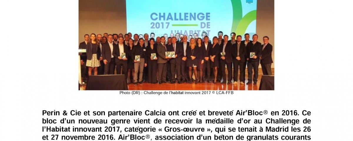 Communiqué de presse Perin & Cie Air'Bloc Medaille d'Or LCA-FFB Nov 2016